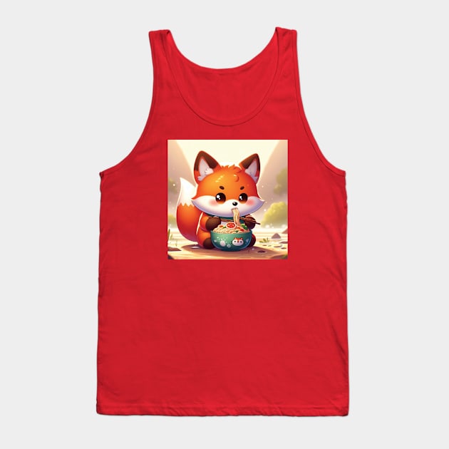 Cute Fox Eating Ramen Tank Top by blue-koala